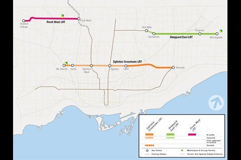 Toronto light rail project map.